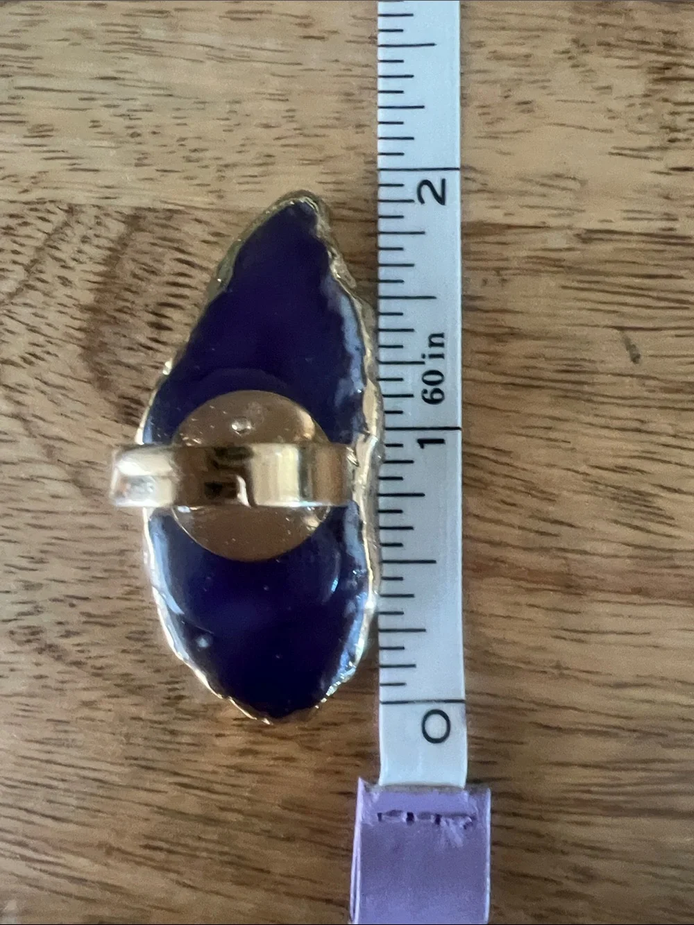 Purple Agate Statement Ring with Gold Edge